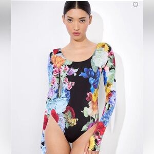 Alice + Olivia Multicolor Floral Long Sleeve One Piece